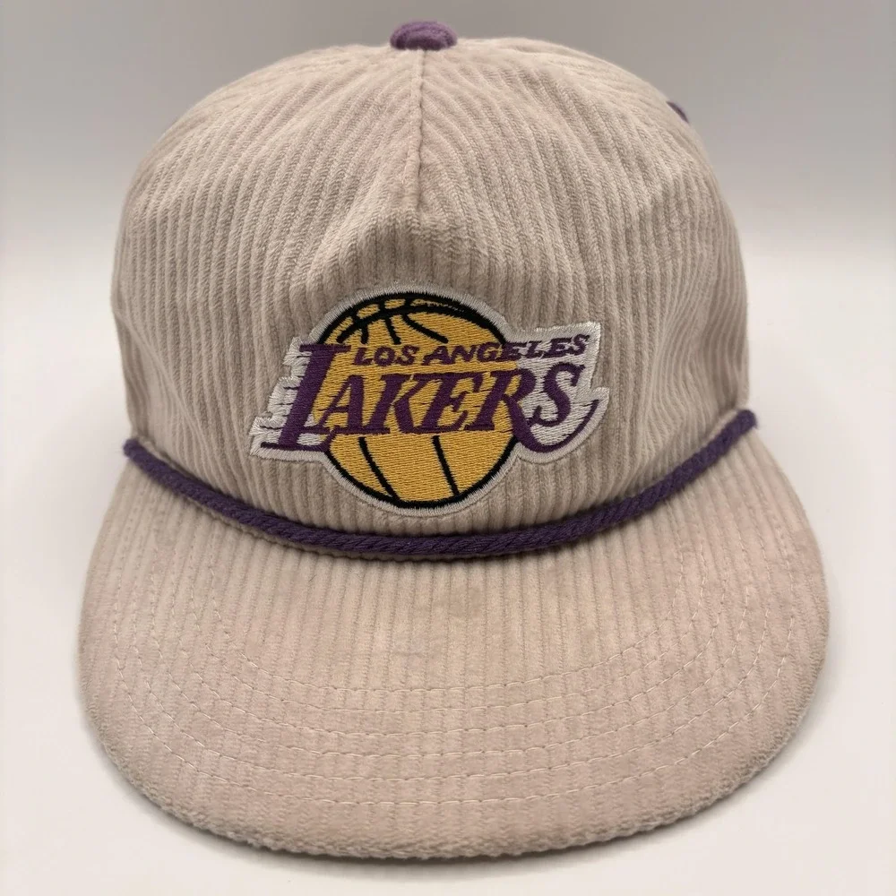 Los Angeles Lakers Corduroy Hat Melonwear Rope Snap Back Cap One Size Beige NBA